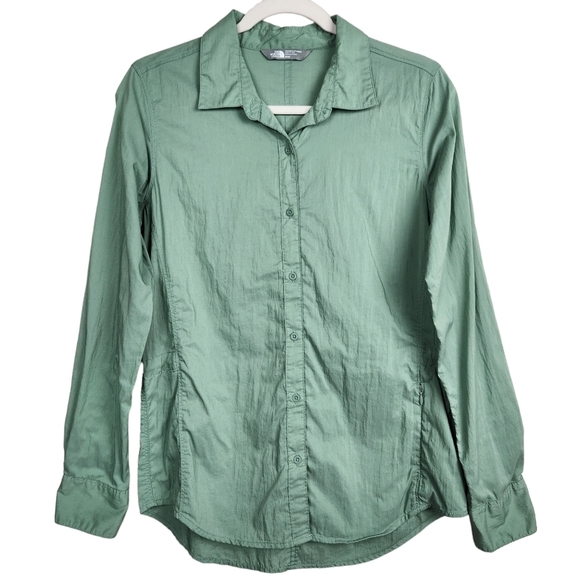 The North Face Sage Green Button Up Long Sleeve Shirt Women's Size Medium - Picture 1 of 10